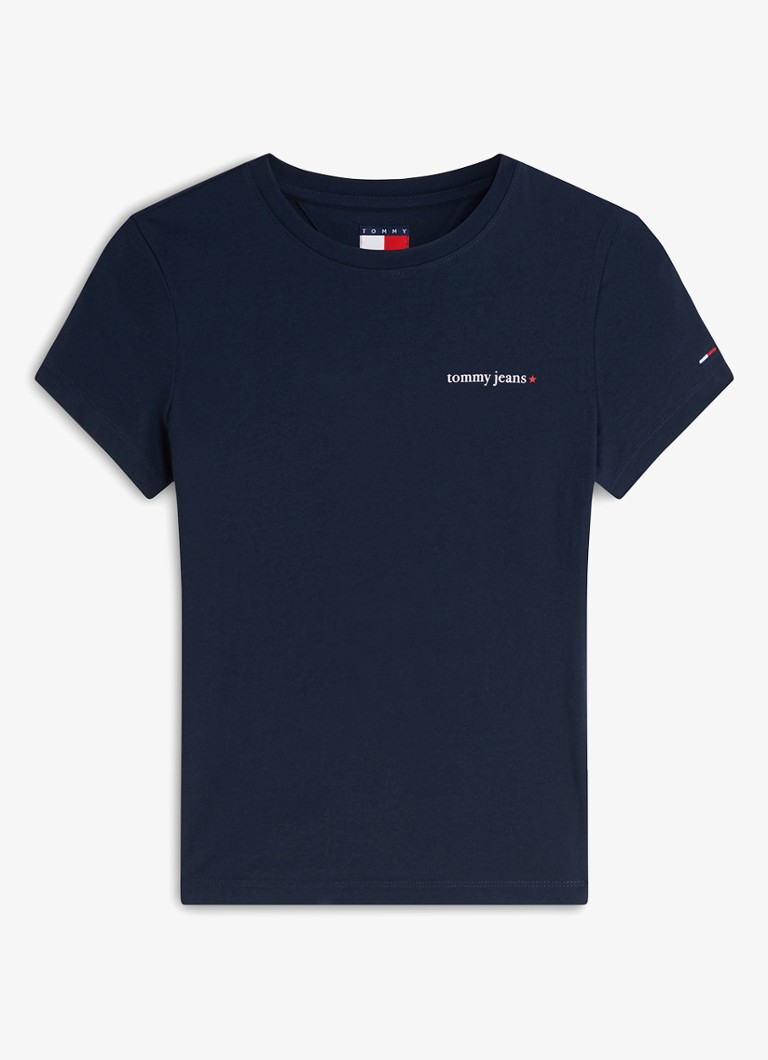 Tommy Hilfiger Dames T-shirt met logoprint in de kleur Donkerblauw