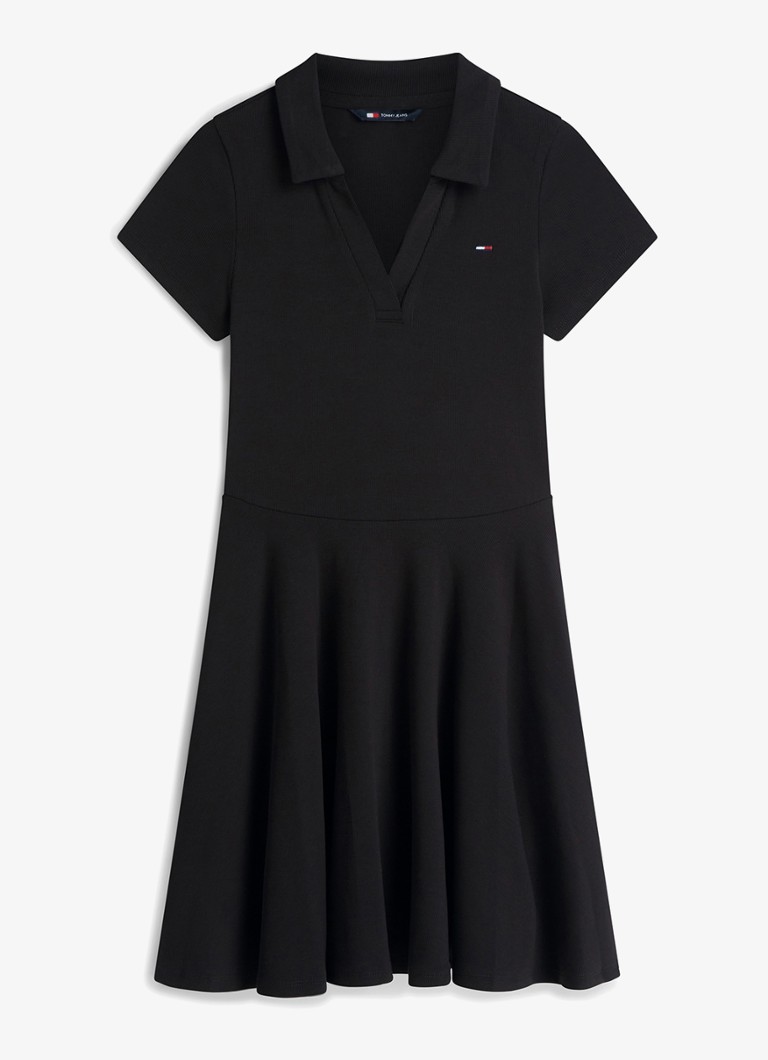 Tommy Hilfiger Dames Mini jurk met logoborduring in de kleur Zwart