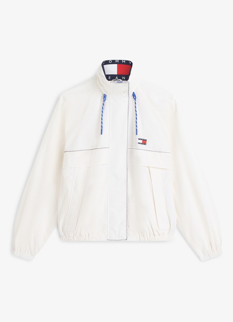Tommy Hilfiger Dames Regenjack met logo in de kleur Gebroken wit