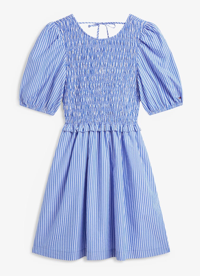 Tommy Hilfiger Dames Mini jurk met pofmouw in de kleur Lichtblauw