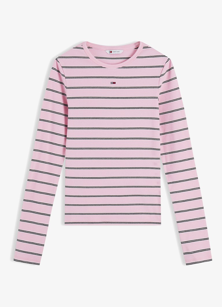 Tommy Hilfiger Dames Slim Ribbed Long Sleeve T-Shirt in de kleur Roze