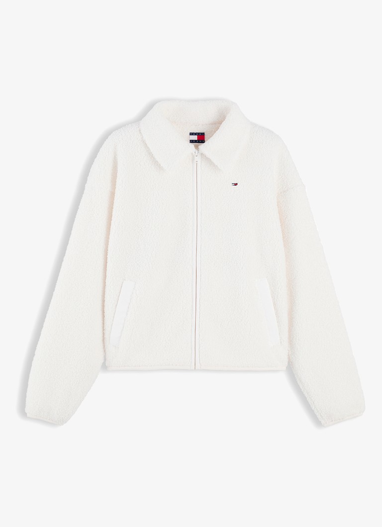 Tommy Hilfiger Dames Vest van teddy met ruit dessin in de kleur Wit