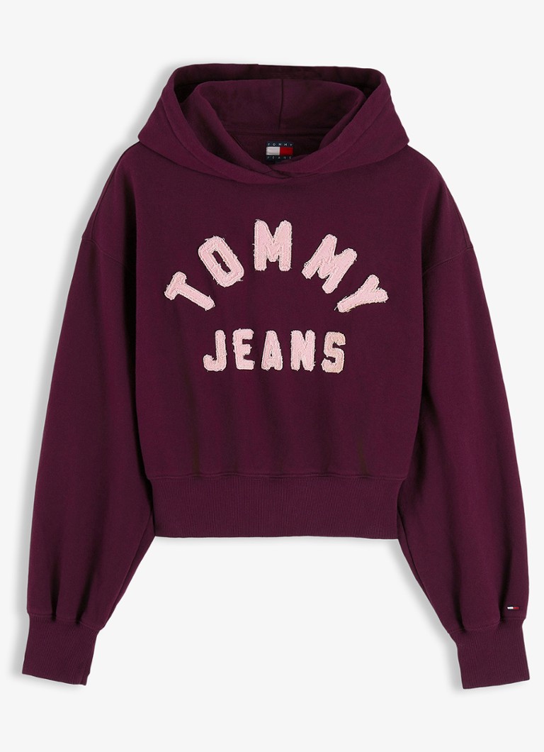 Tommy Hilfiger Dames Varsity hoodie van fleece met logoborduring in de kleur Paars