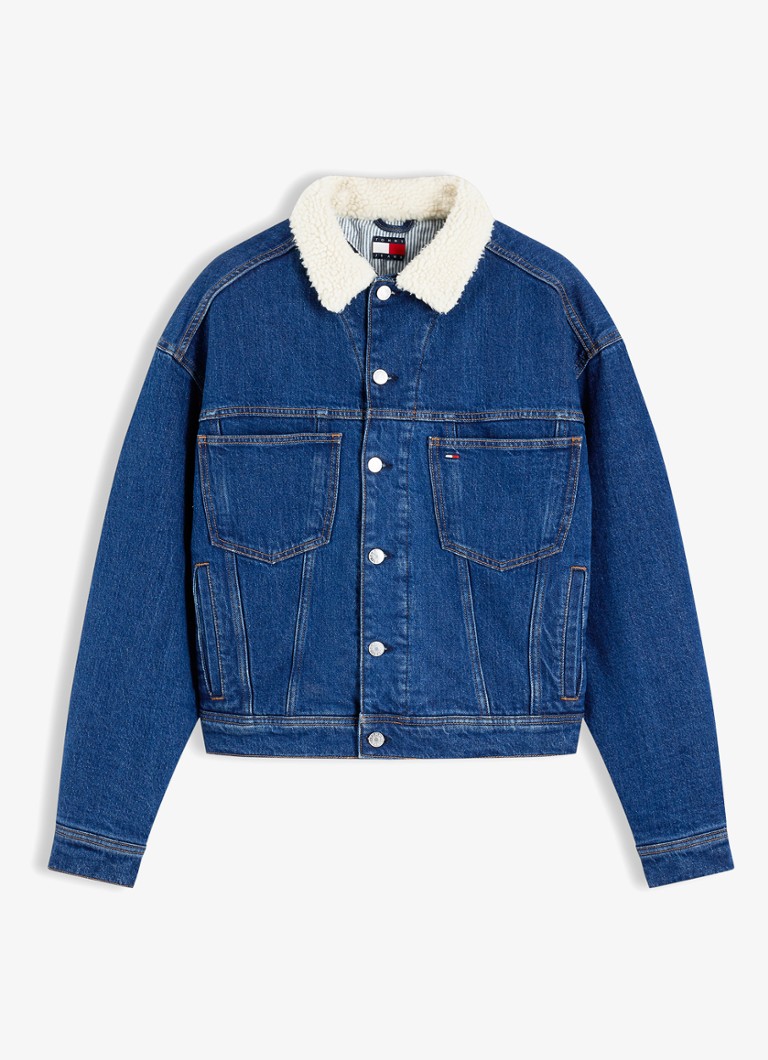 Tommy Hilfiger Dames Spijkerjas met teddy kraag in de kleur Denim
