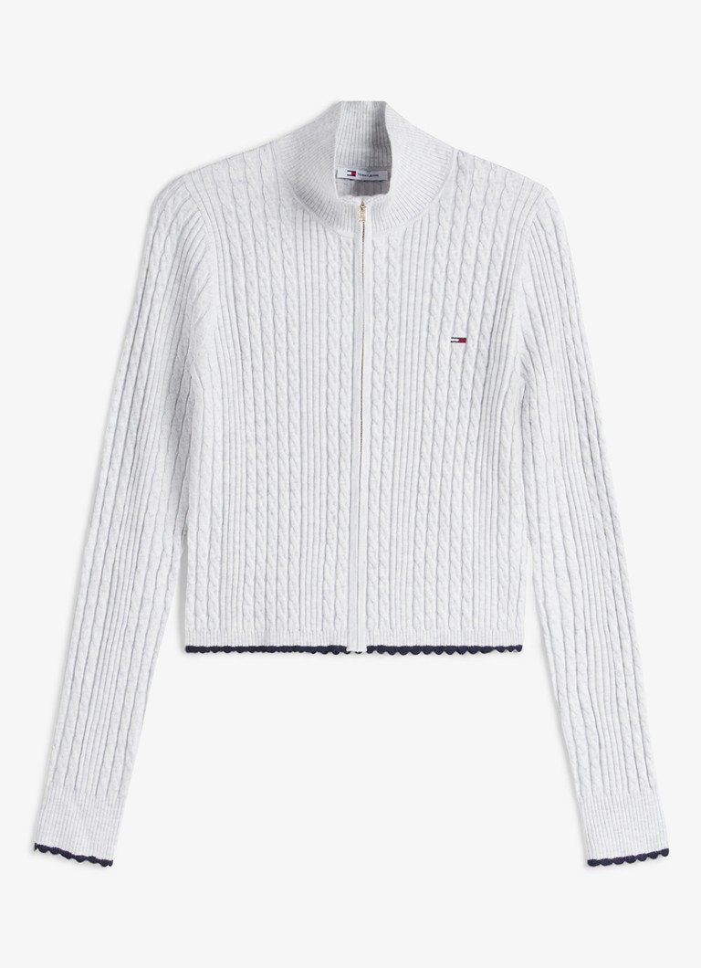 Tommy Hilfiger Dames Kabelgebreid vest met logo in de kleur Wit