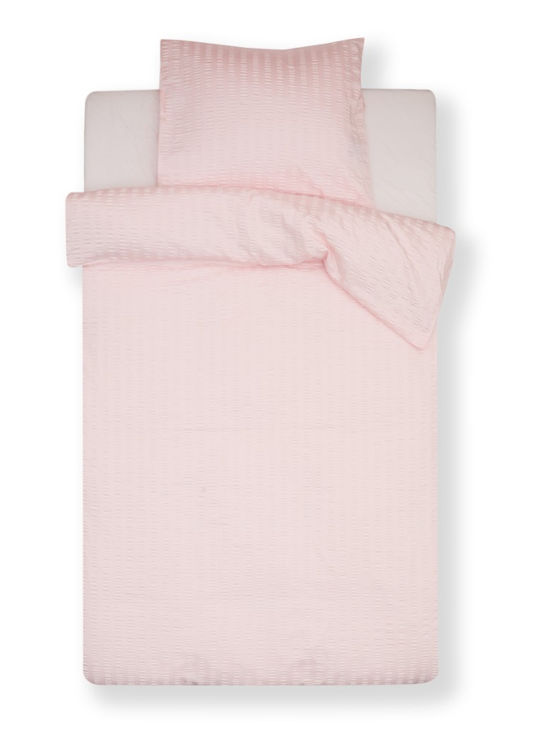 Crisp Sheets Smooth Waffle dekbedovertrekset van katoensatijn 200TC - inclusief kussenslopen Lichtroze - Deal