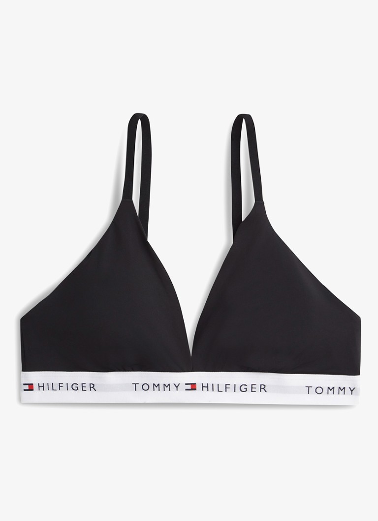 Tommy Hilfiger Dames Voorgevormde bh met logoband in de kleur Zwart