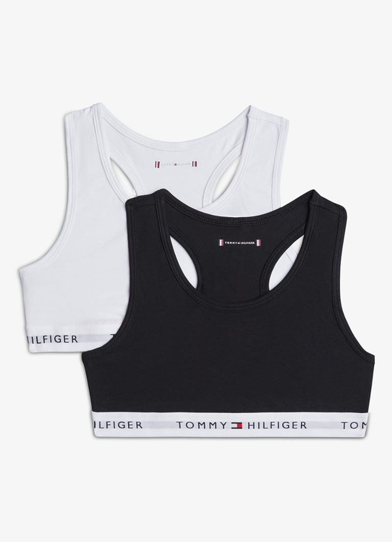 Tommy Hilfiger Meisjes Bralette met logoband in 2-pack in de kleur Zwart