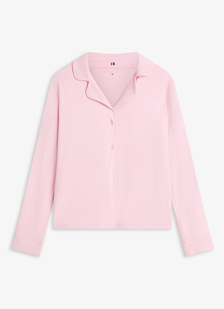 Tommy Hilfiger Dames Pyjamatop met logoborduring in de kleur Roze