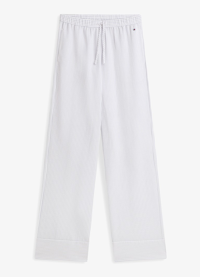 Tommy Hilfiger Dames Seersucker pyjamabroek met streeprint in de kleur Lichtblauw