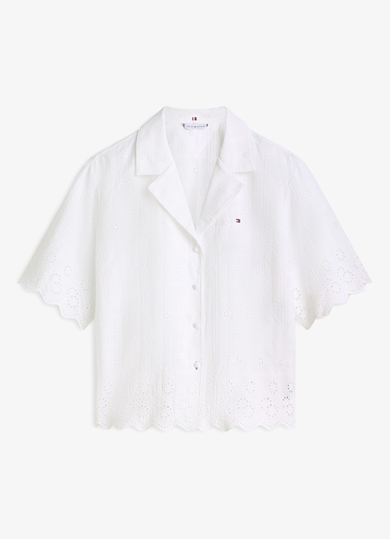 Tommy Hilfiger Dames Blouse met borduring in de kleur Wit