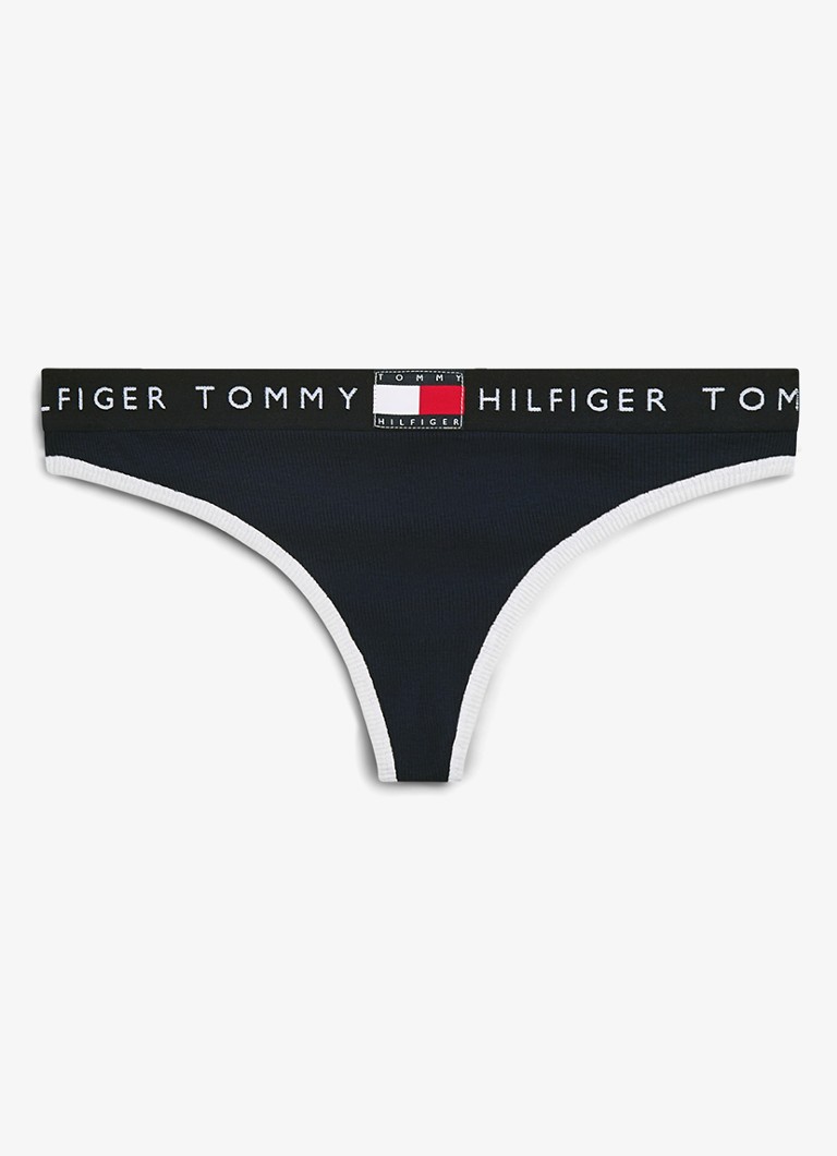 Tommy Hilfiger Dames Tanga met logoband in de kleur Donkerblauw