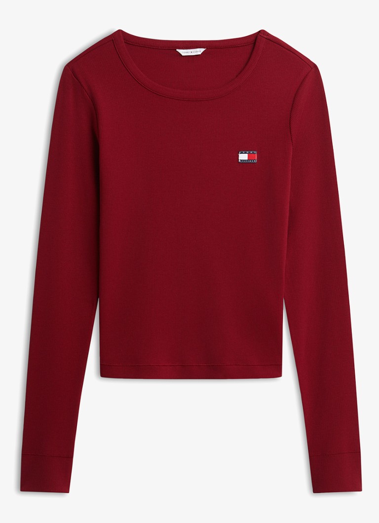 Tommy Hilfiger Dames Heritage longsleeve met logo in de kleur Kersenrood