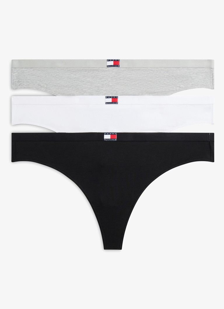 Tommy Hilfiger Dames String met logoband in 3-pack in de kleur Multicolor