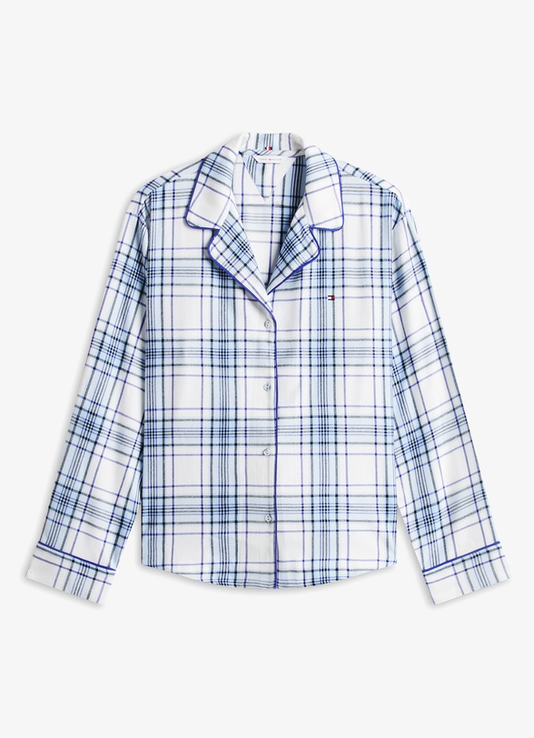 Tommy Hilfiger Dames Pyjamaset met ruitdessin 3-delig in de kleur City Check Sky Blue-0MS