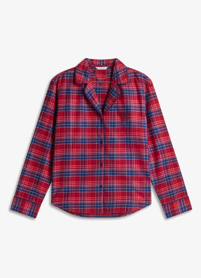 Tommy Hilfiger Dames Essential pyjamaset met ruitdessin in de kleur Rood