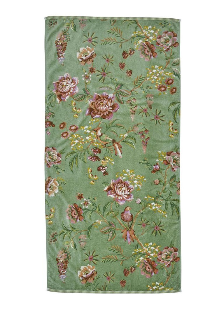 Pip Studio Secret Garden badhanddoek van terry katoen - 400 gr/m2 - 70 x 140 cm Groen - Deal