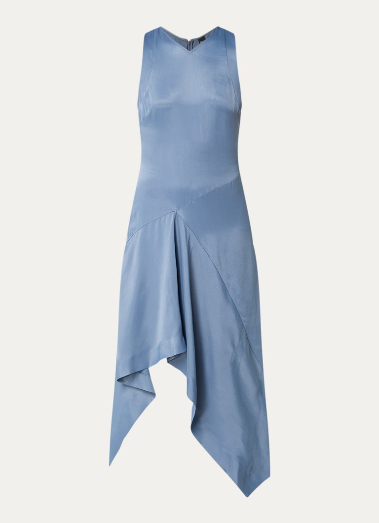 BOSS Dames Donaria maxi jurk van satijn met asymmetrische zoom in de kleur Blauw