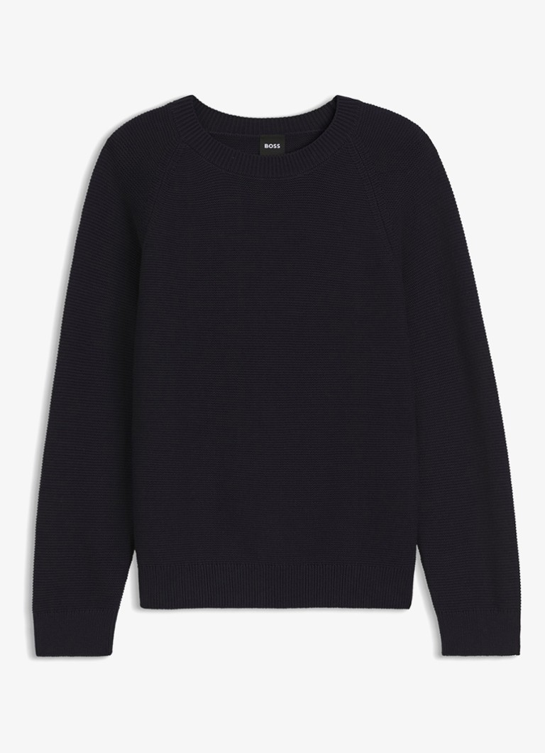 BOSS Dames Fovila fijngebreide pullover met ronde hals in de kleur Donkerblauw