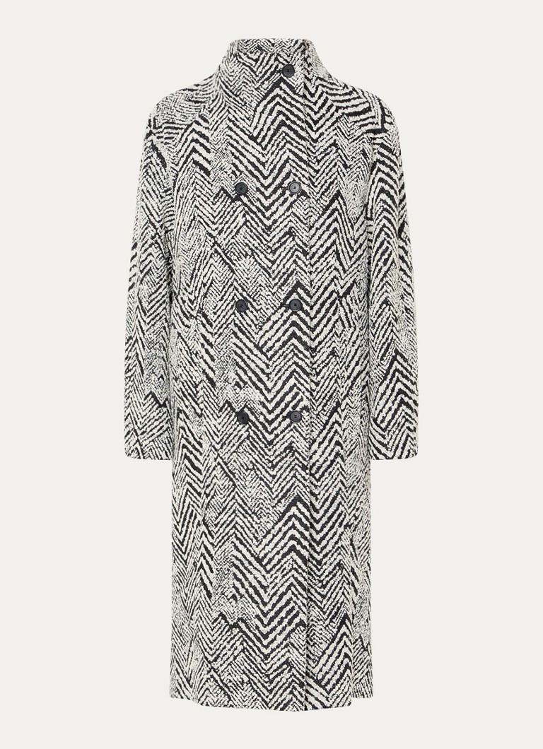 BOSS Dames Cavinia mantel in scheerwolblend met steekzakken in de kleur Zwart