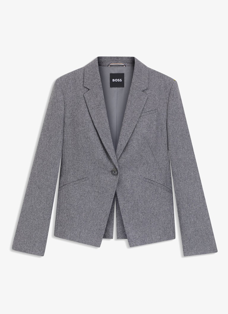 BOSS Dames Jia blazer met paspelzakken in de kleur Light/Pastel Grey-058 / Grijs