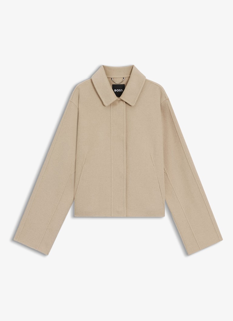 BOSS Dames Jack in wolblend met kraag in de kleur Beige