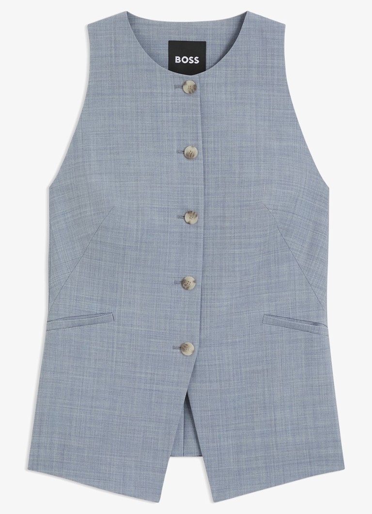 BOSS Dames Gilet met paspelzakken in de kleur Blauwgrijs