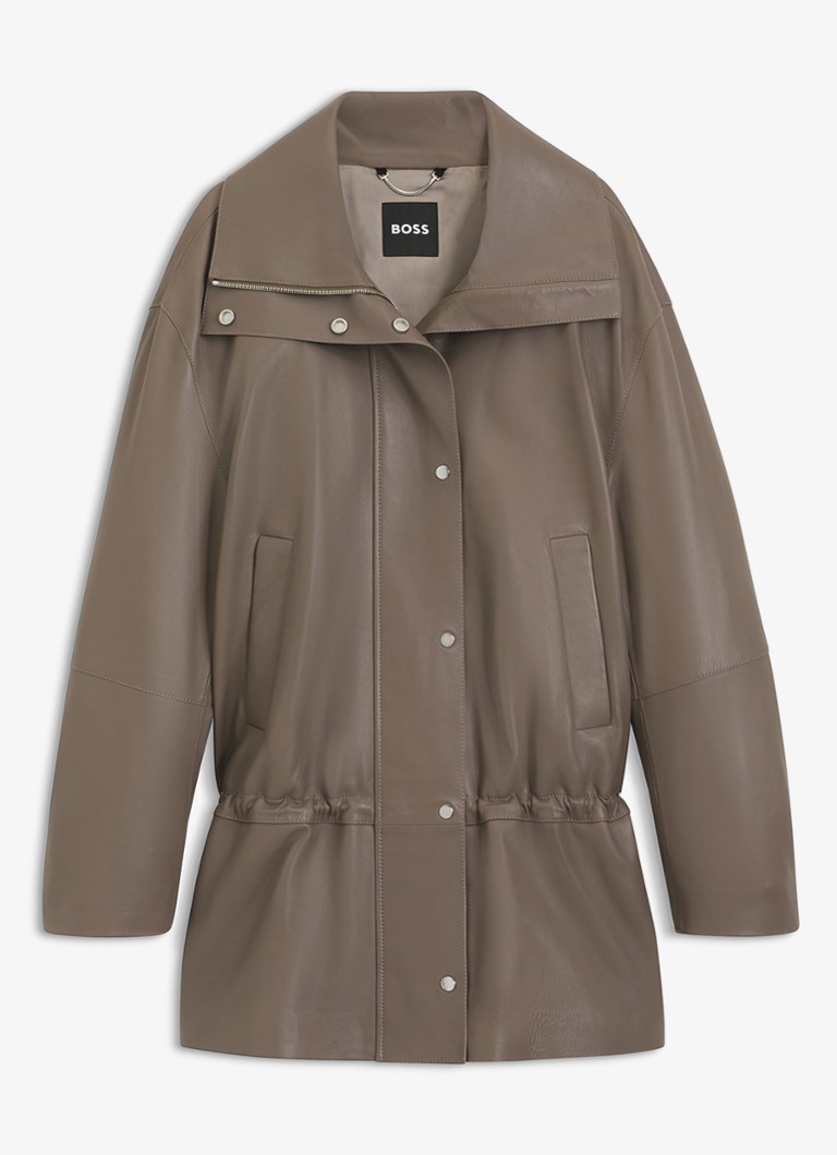 BOSS Dames Parka met steekzakken in de kleur Taupe