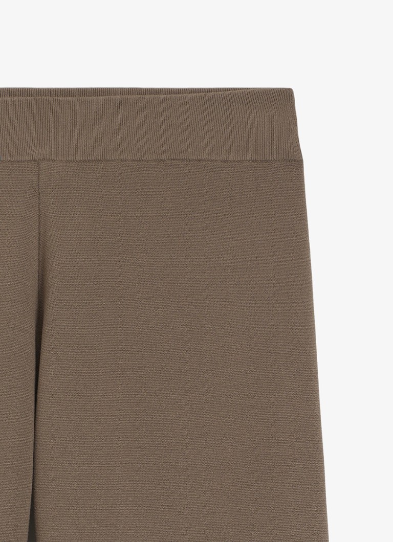 BOSS Dames Mid waist wide fit joggingbroek met rib structuur in de kleur Brown Overflow-915 / Bruin
