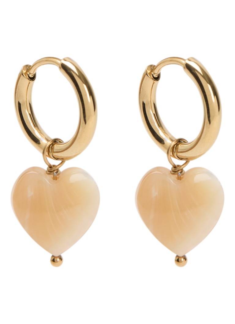 Camps & Camps Dames Mother of Pearl Heart oorringen verguld