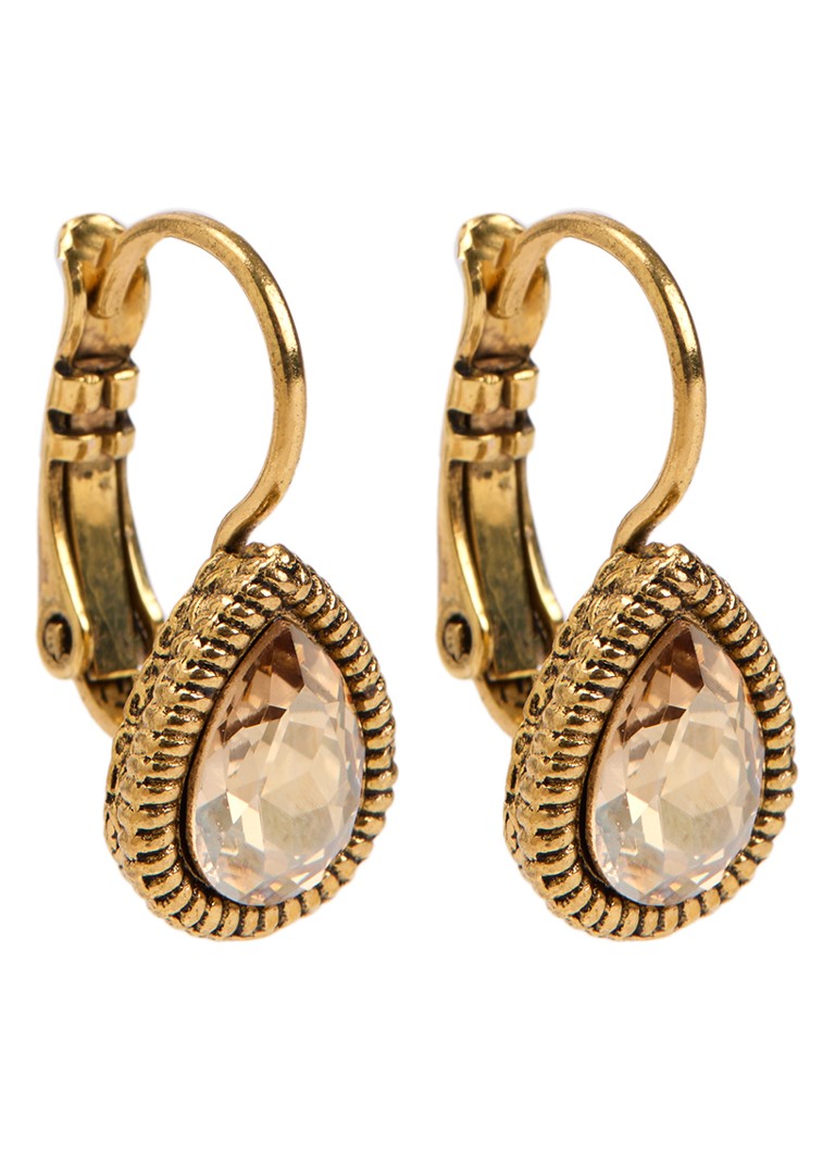 Camps & Camps Dames Golden Shadow oorhangers met Swarovski kristal verguld