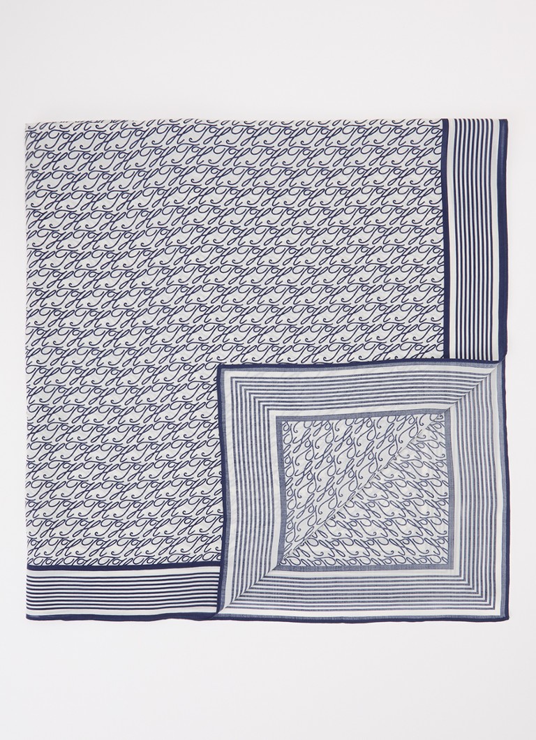 Tommy Hilfiger Dames Pareo met logoprint 110 x 135 cm in de kleur Donkerblauw