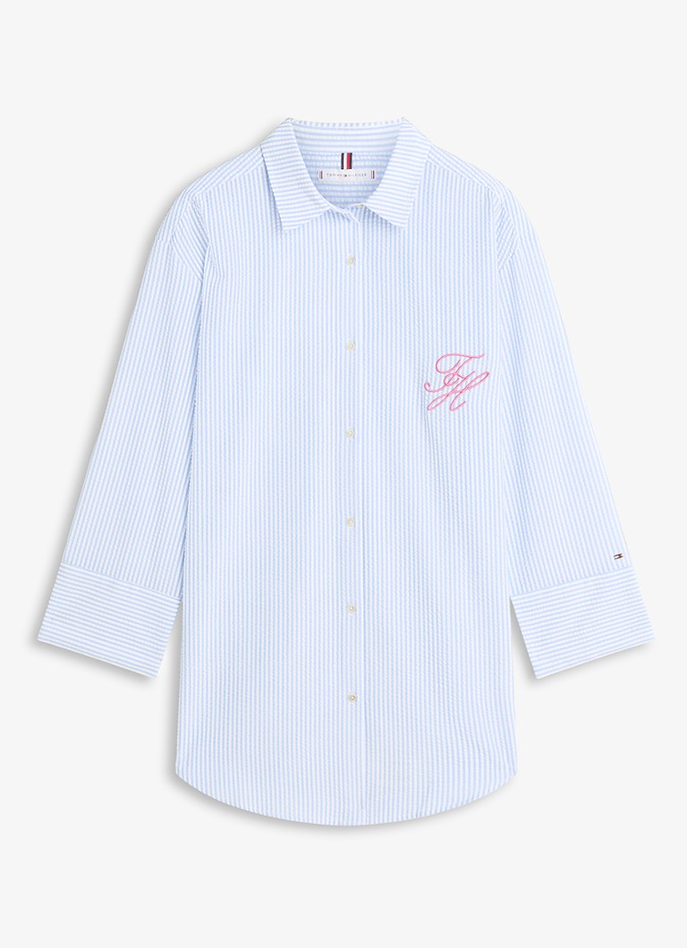 Tommy Hilfiger Dames Strandtuniek met streepprint in de kleur Lichtblauw