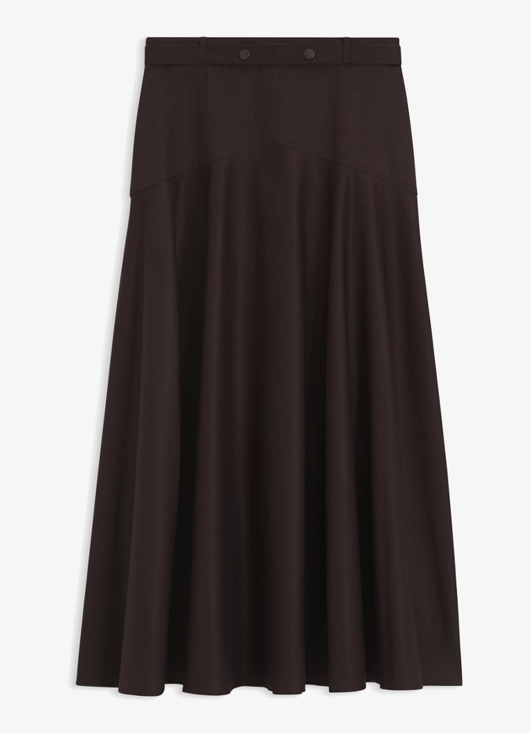 BOSS Dames Vusola midi rok met ceintuur in de kleur Dark Brown-207 / Bruin