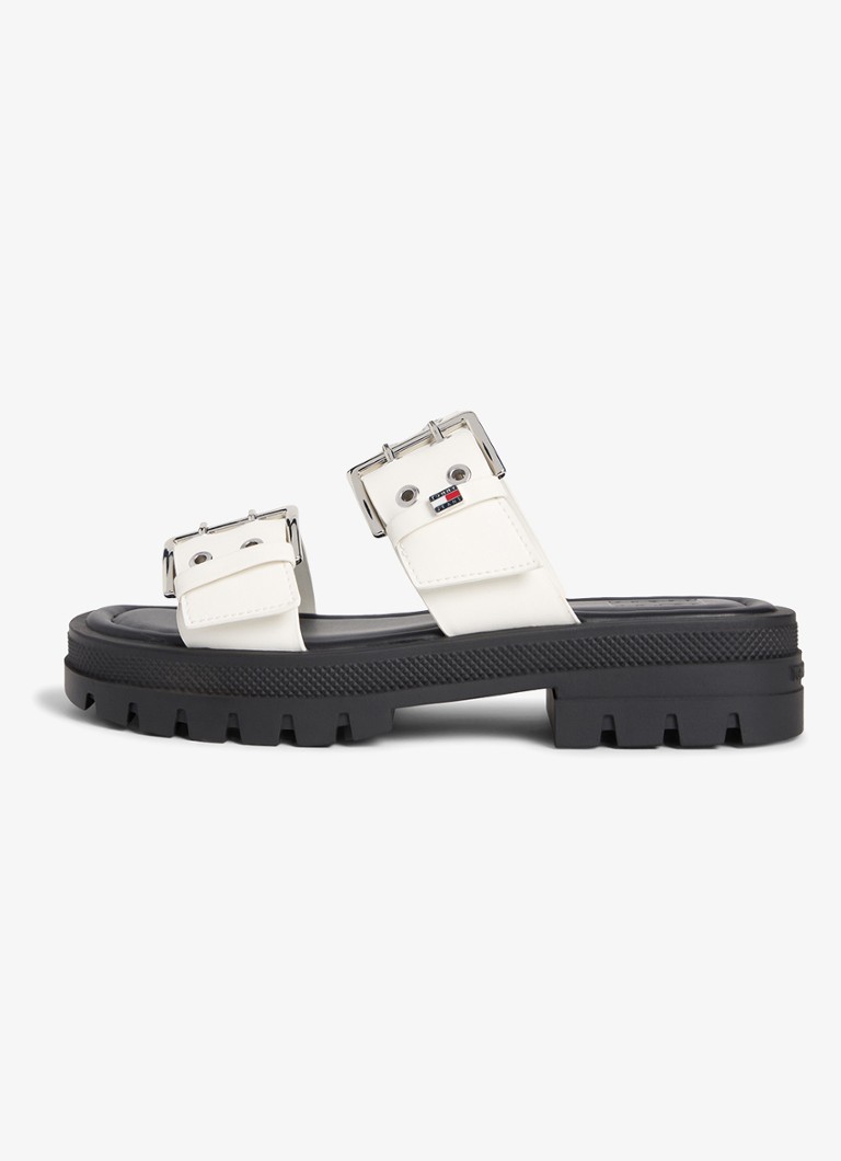 Tommy Hilfiger Dames Slipper met gespdetail in de kleur Ivoor