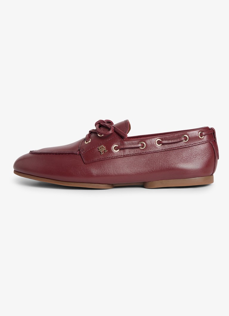 Tommy Hilfiger Dames Bootschoen van leer met logo in de kleur Rood