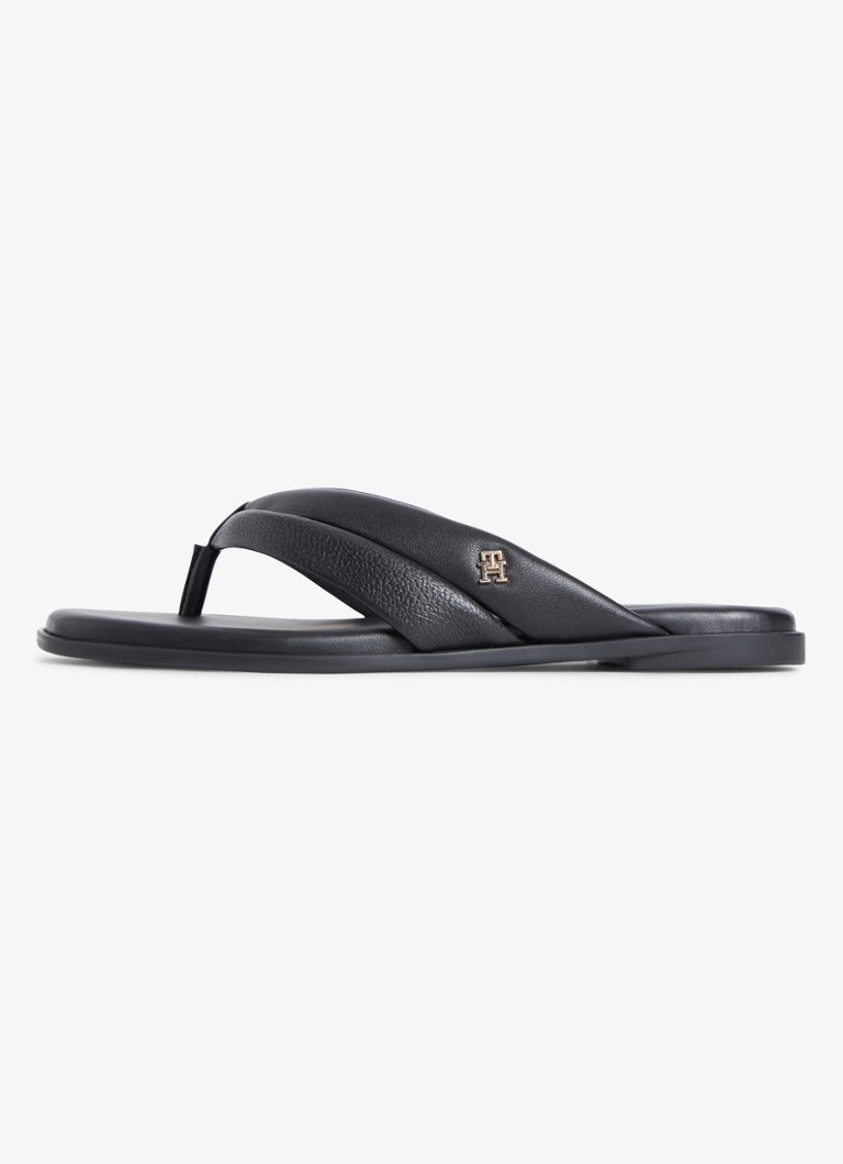 Tommy Hilfiger Dames Sandalen van leer in de kleur Zwart