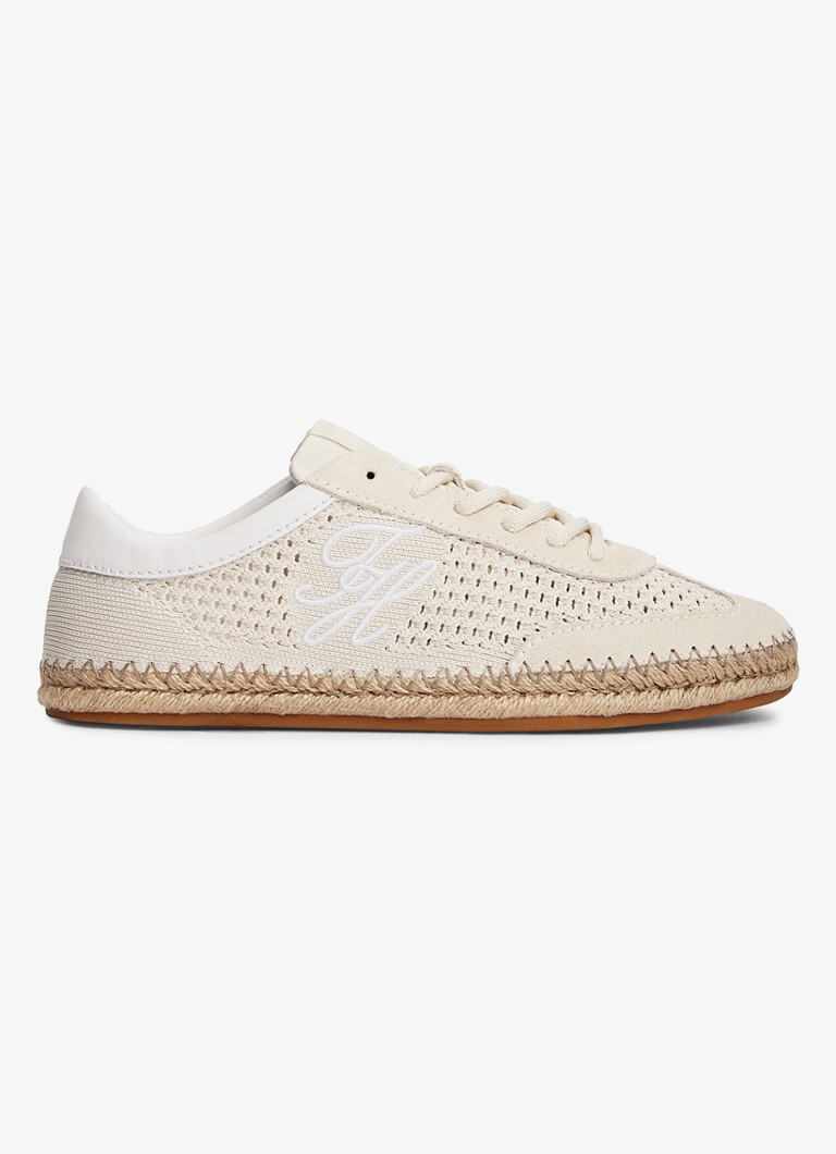 Tommy Hilfiger Dames Sneaker met opengewerkt dessin in de kleur Creme