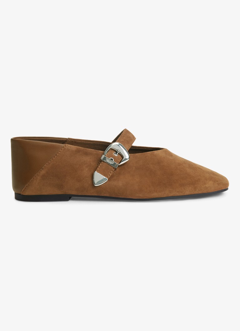 Tommy Hilfiger Dames Ballerina van schapenleer in de kleur Lichtbruin