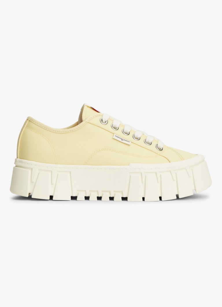 Tommy Hilfiger Dames Sneaker met logo in de kleur Lichtgeel