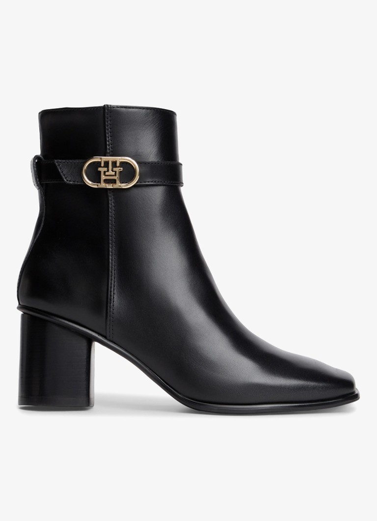 Tommy Hilfiger Dames Enkellaars met logo in de kleur Zwart