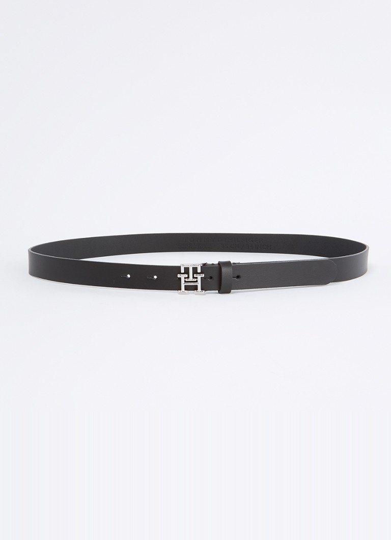 Tommy Hilfiger Dames Riem van leer met logo in de kleur Zwart