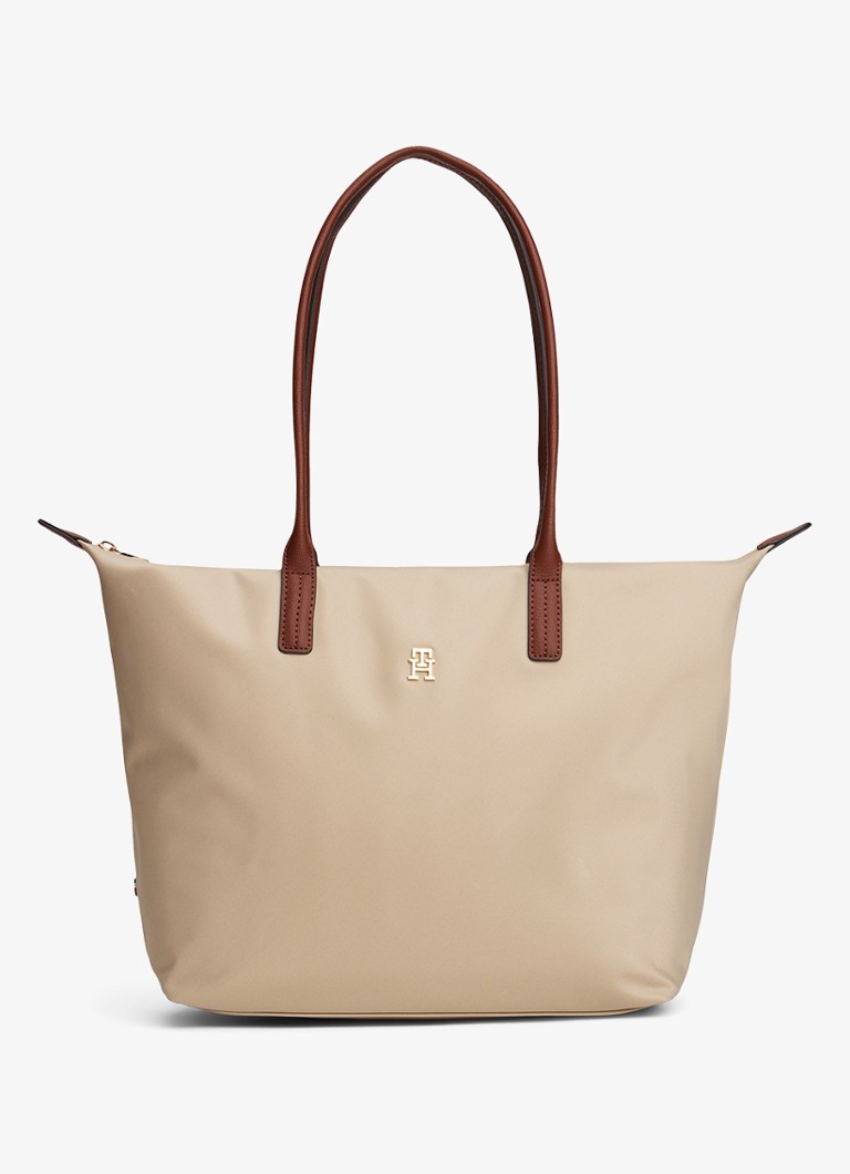 Tommy Hilfiger Dames Tote shopper met logo in de kleur Beige