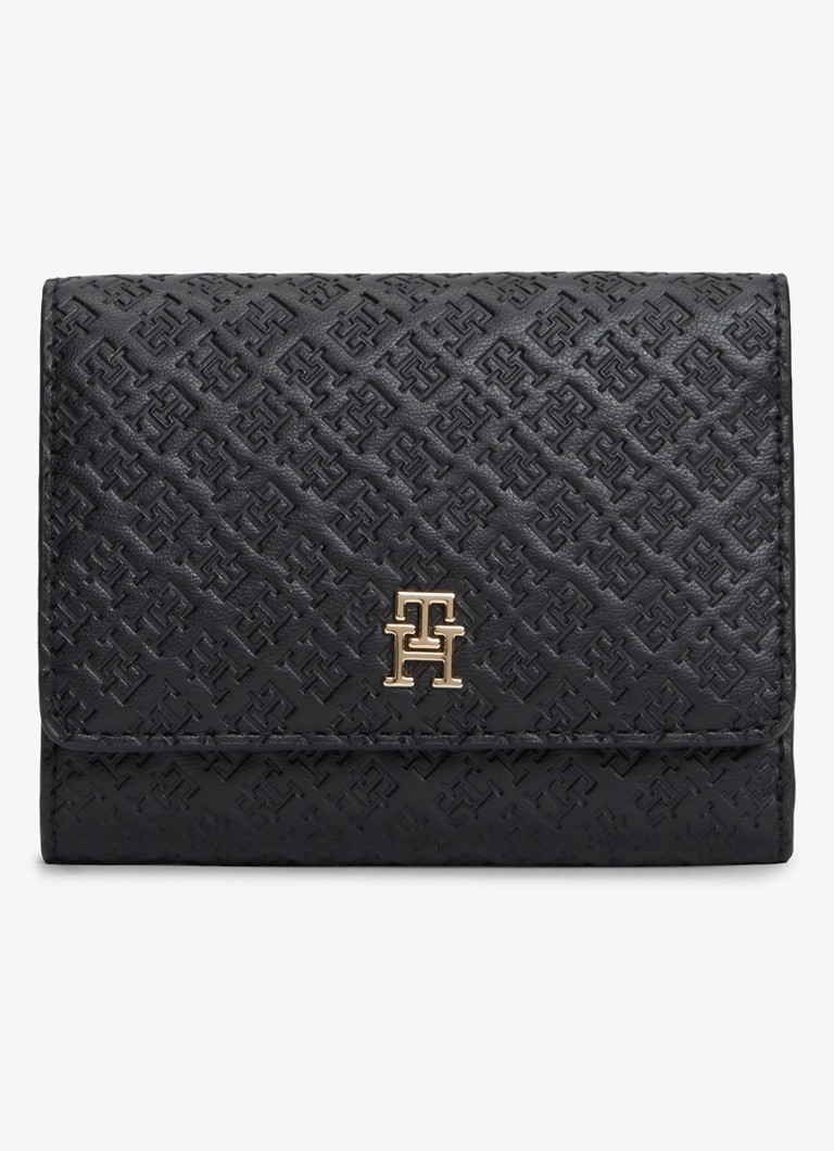 Tommy Hilfiger Dames Portemonnee met logoprint in de kleur Zwart