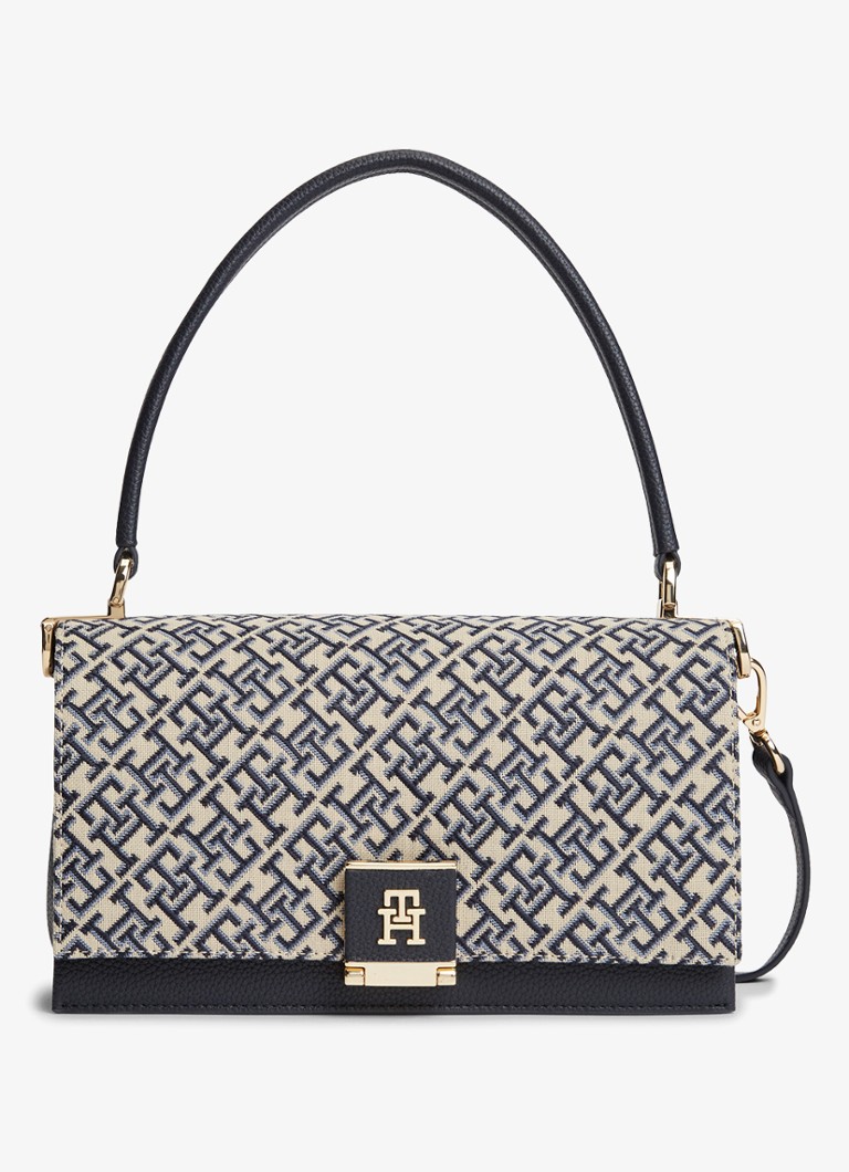 Tommy Hilfiger Dames Handtas met logoprint en afneembare schouderriem in de kleur Donkerblauw