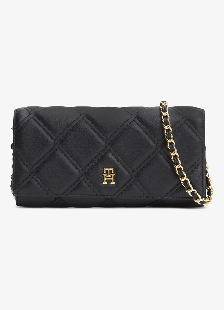 Tommy Hilfiger Dames Portemonnee met schouderriem in de kleur Zwart