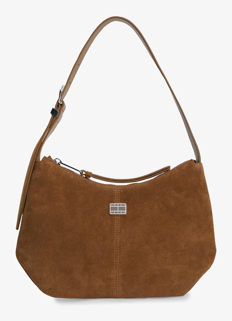 Tommy Hilfiger Dames Schoudertas van leer in de kleur Lichtbruin
