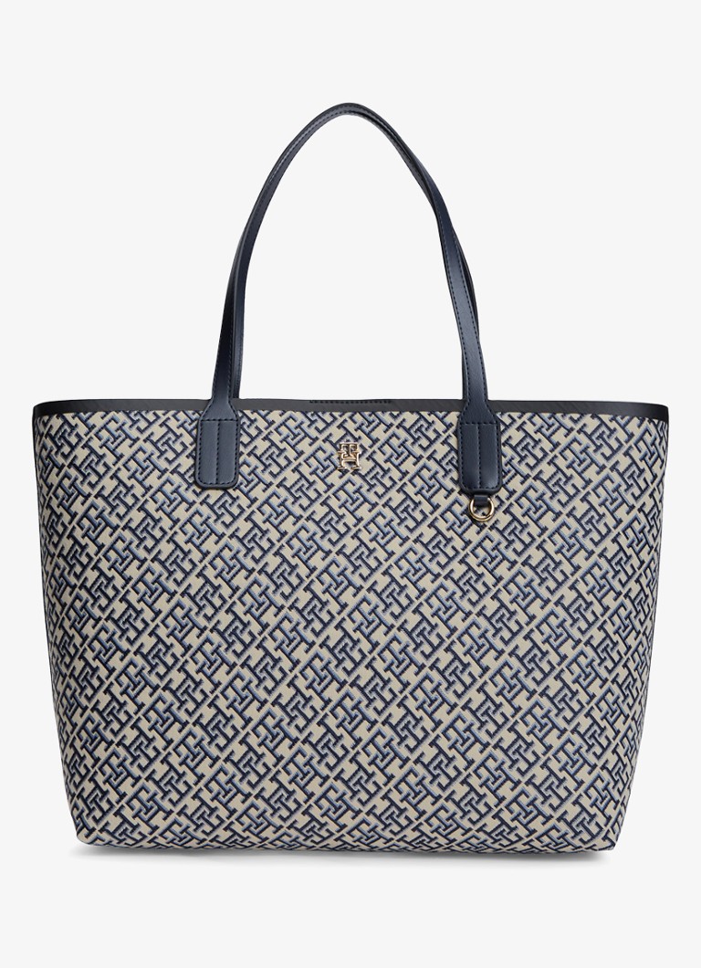 Tommy Hilfiger Dames Shopper met logoprint in de kleur Donkerblauw