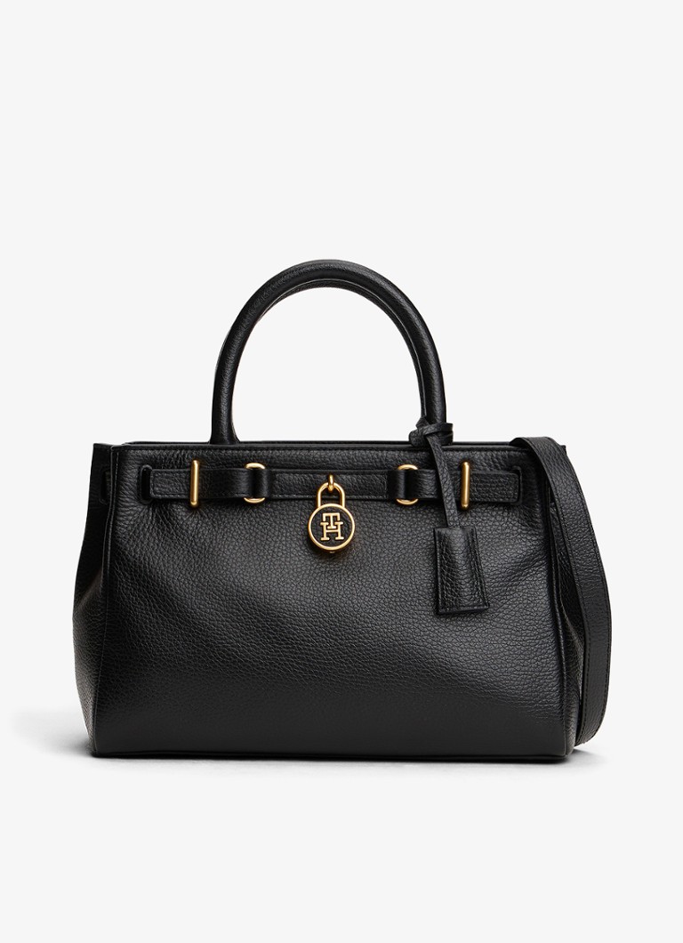 Tommy Hilfiger Dames Handtas van leer in de kleur Zwart