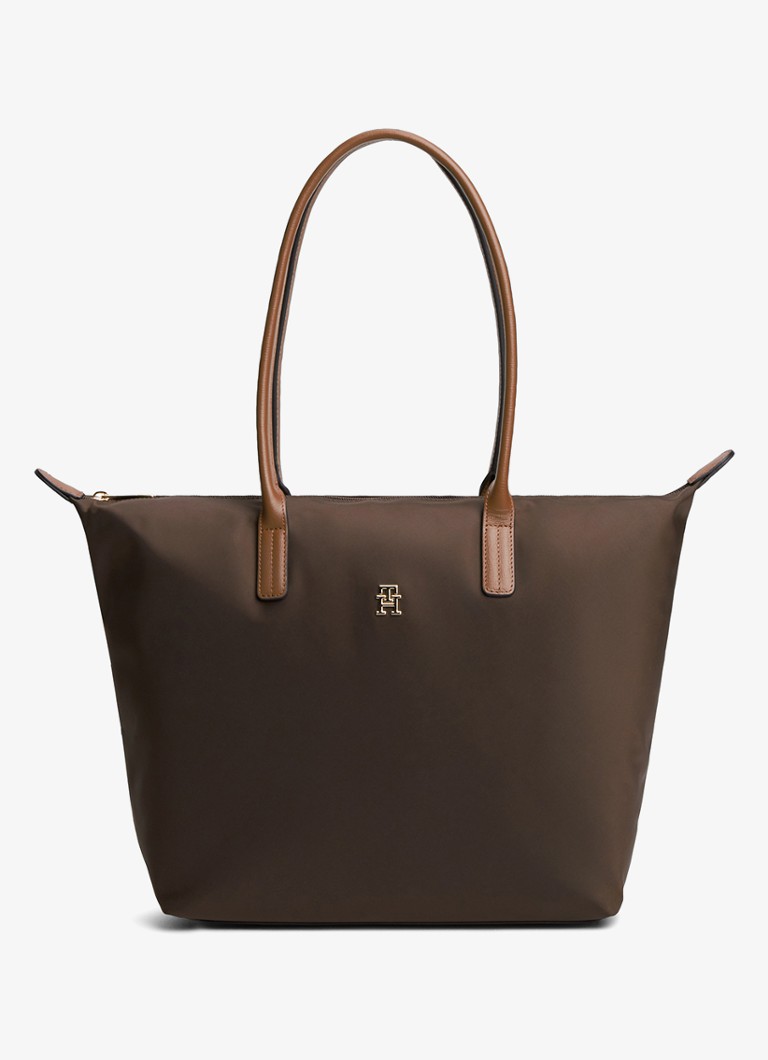 Tommy Hilfiger Dames Tote shopper met logo in de kleur Fondant Brown-GUG / Bruin